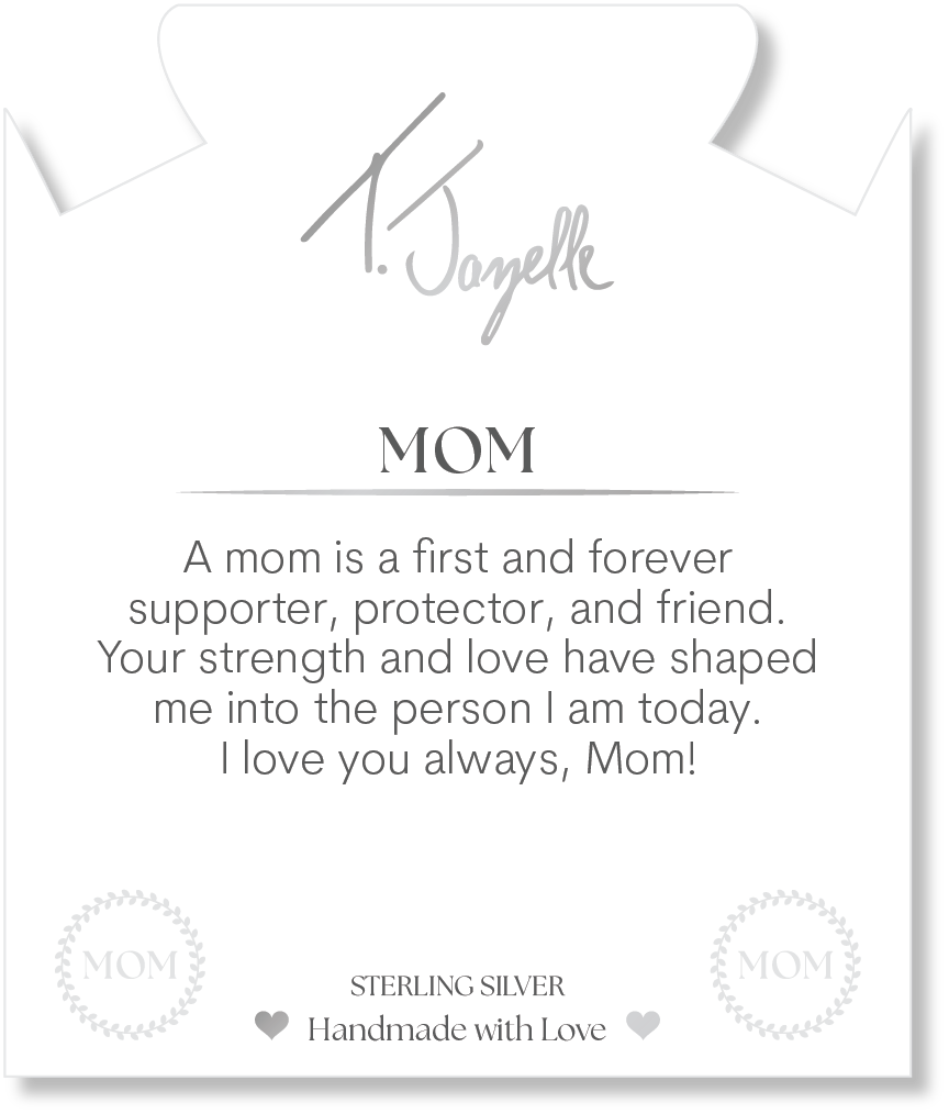 Aqua Agate Gemstone Bracelet with Endless Love Mom Sterling Silver Charm