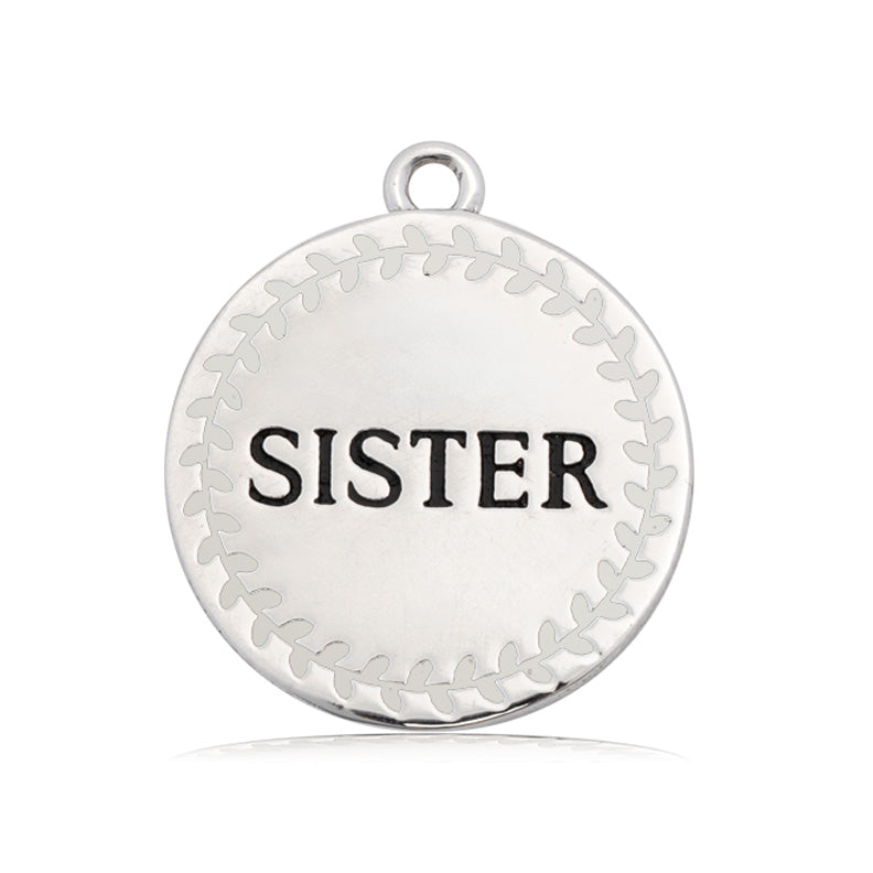 Aqua Agate Gemstone Bracelet with Endless Love Sister Sterling Silver Charm