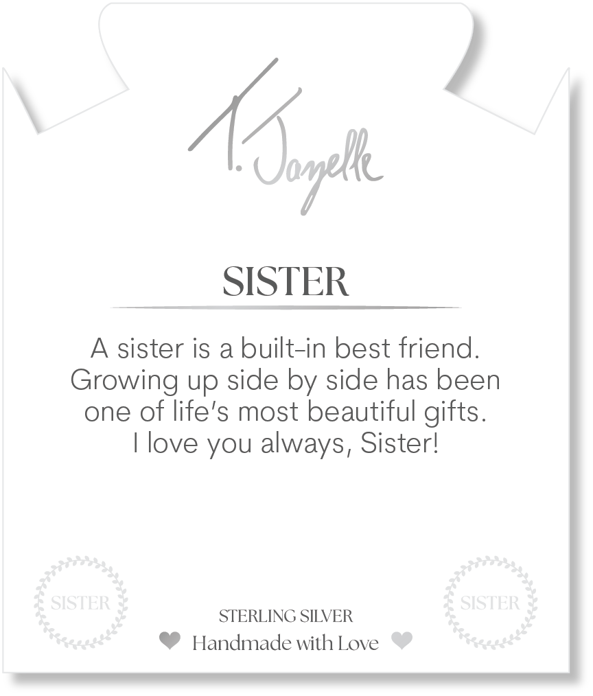 Aqua Agate Gemstone Bracelet with Endless Love Sister Sterling Silver Charm