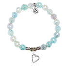Aqua Agate Gemstone Bracelet with Everlasting Love Sterling Silver Charm