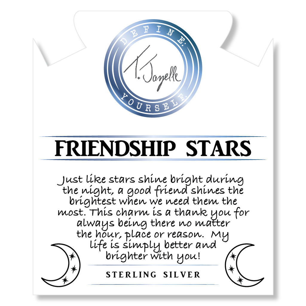 Aqua Agate Gemstone Bracelet with Friendship Stars Sterling Silver Charm
