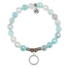 Aqua Agate Gemstone Bracelet with Good Karma Sterling Silver Charm