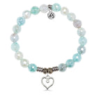 Aqua Agate Gemstone Bracelet with Love Within Sterling Silver Charm