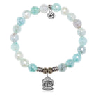 Aqua Agate Gemstone Bracelet with Winter Wonderland Sterling Silver Charm
