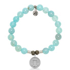 Aqua Fire Agate Gemstone Bracelet with Anchor Sterling Silver Charm