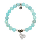 Aqua Fire Agate Gemstone Bracelet with Angel Love Sterling Silver Charm