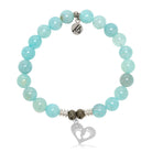Aqua Fire Agate Gemstone Bracelet with Baby Feet Sterling Silver Charm