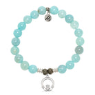 Aqua Fire Agate Gemstone Bracelet with Claddagh Sterling Silver Charm