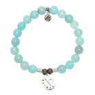 Aqua Fire Agate Gemstone Bracelet with Create Sterling Silver Charm