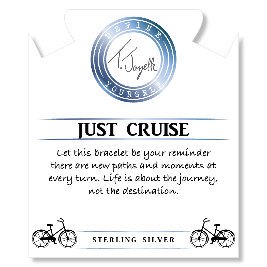 Aqua Fire Agate Gemstone Bracelet with Just Cruise Sterling Silver Charm