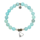 Aqua Fire Agate Gemstone Bracelet with Love the Life You Live Sterling Silver Charm