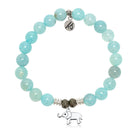 Aqua Fire Agate Gemstone Bracelet with Lucky Elephant Cutout Sterling Silver Charm