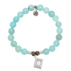 Aqua Fire Agate Gemstone Bracelet with Memories Sterling Silver Charm