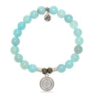 Aqua Fire Agate Gemstone Bracelet with North Star Sterling Silver Charm