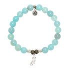 Aqua Fire Agate Gemstone Bracelet with Olive Branch Sterling Silver Charm