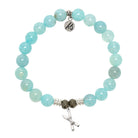 Aqua Fire Agate Gemstone Bracelet with Skis Sterling Silver Charm
