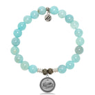 Aqua Fire Agate Gemstone Bracelet with Teacher Sterling Silver Charm