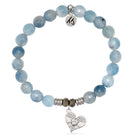 Aquamarine Jade Gemstone Bracelet with Angel Love Sterling Silver Charm