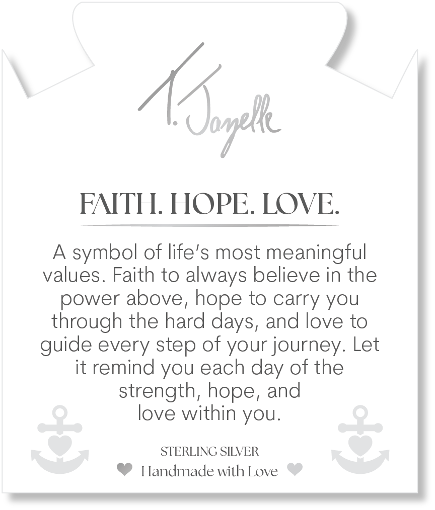 Aquamarine Jade Gemstone Bracelet with Faith. Hope. Love Sterling Silver Charm