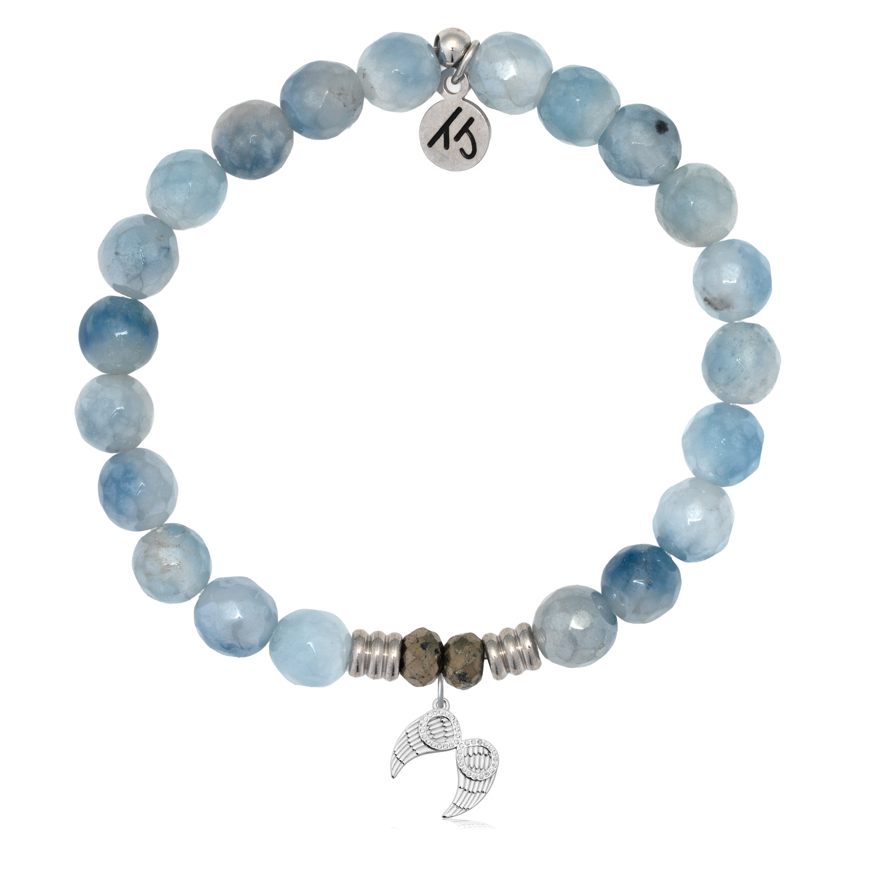 Aquamarine Jade Gemstone Bracelet with Infinite Protection Sterling Silver Charm
