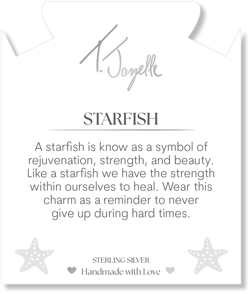 Aquamarine Jade Gemstone Bracelet with Starfish CZ Sterling Silver Charm