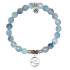 Aquamarine Jade Gemstone Bracelet with Wave Cutout Sterling Silver Charm