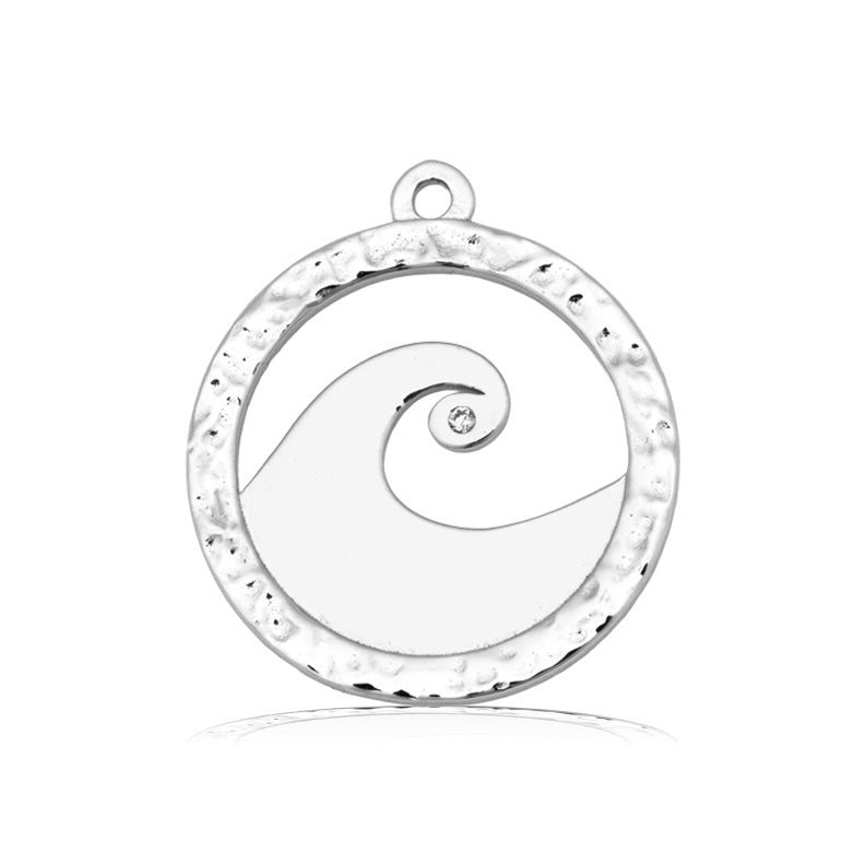 Aquamarine Jade Gemstone Bracelet with Waves of Strength Sterling Silver Charm