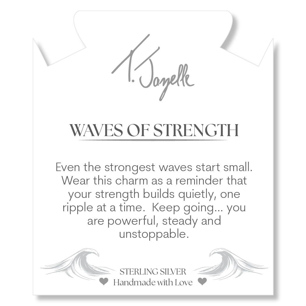 Aquamarine Jade Gemstone Bracelet with Waves of Strength Sterling Silver Charm