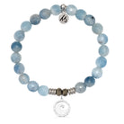 Aquamarine Jade Gemstone Bracelet with Waves of Strength Sterling Silver Charm