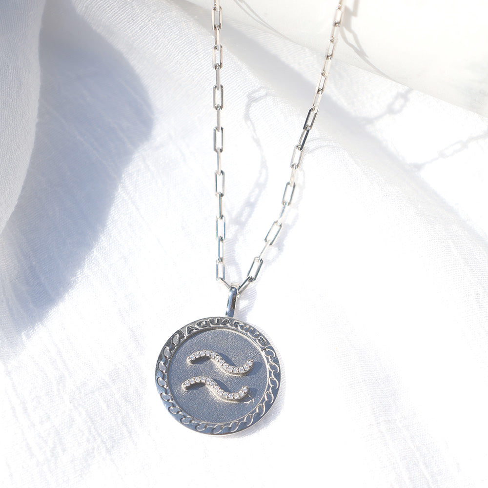 Aquarius Sterling Silver Zodiac Necklace