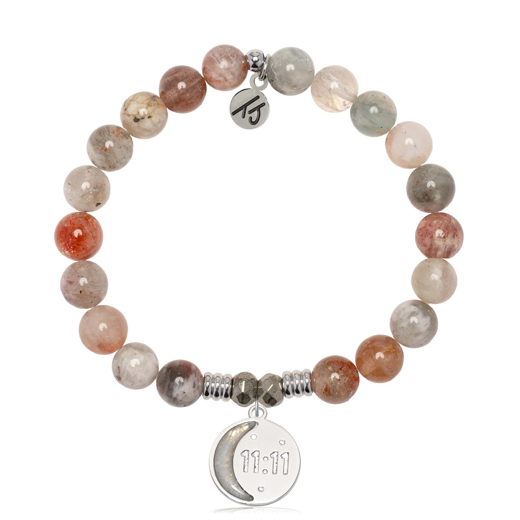 Arusha Agate Gemstone Bracelet with 11:11 Sterling Silver Charm