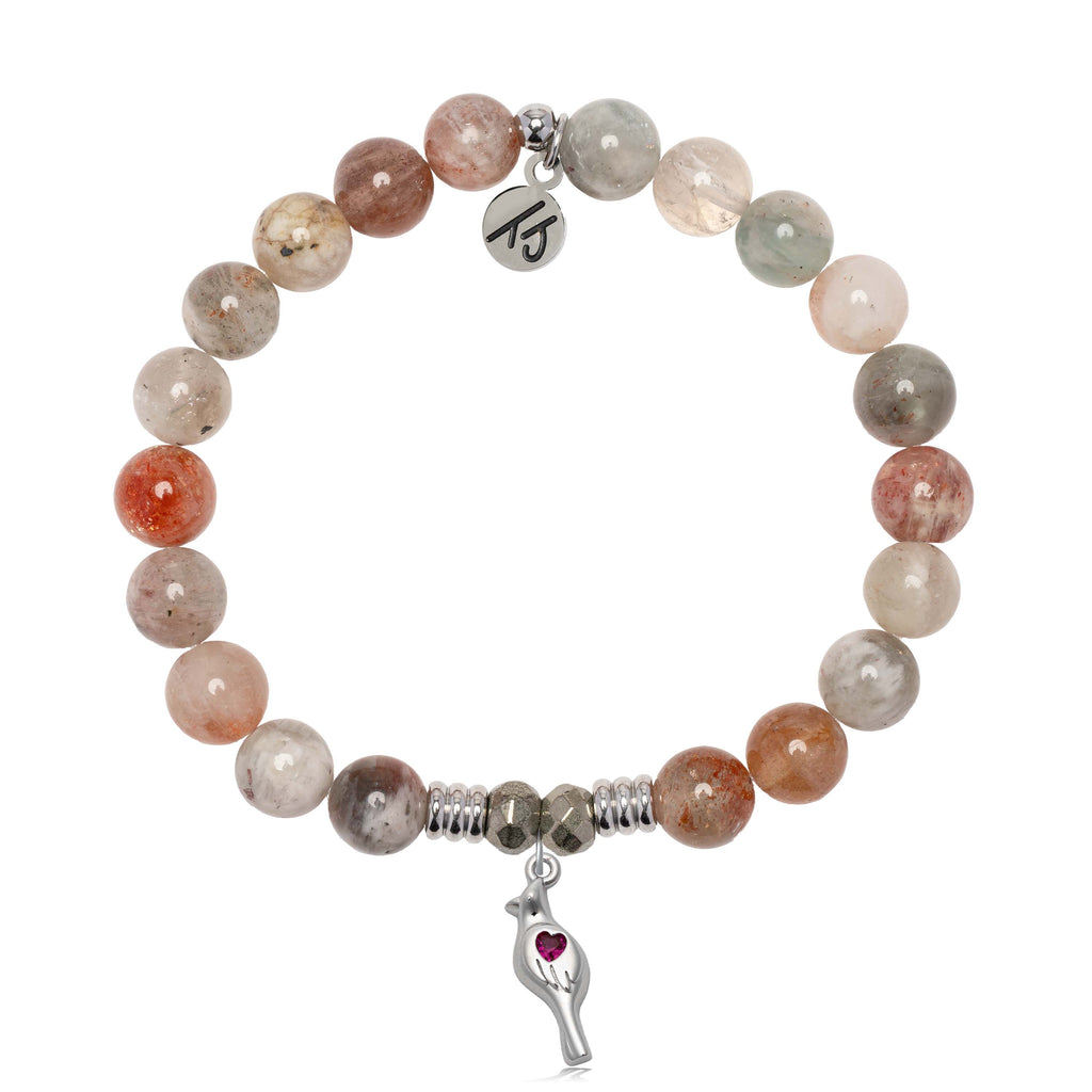 Arusha Agate Gemstone Bracelet with Cardinal CZ Sterling Silver Charm