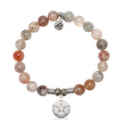 Arusha Agate Gemstone Bracelet with Sand Dollar CZ Sterling Silver Charm