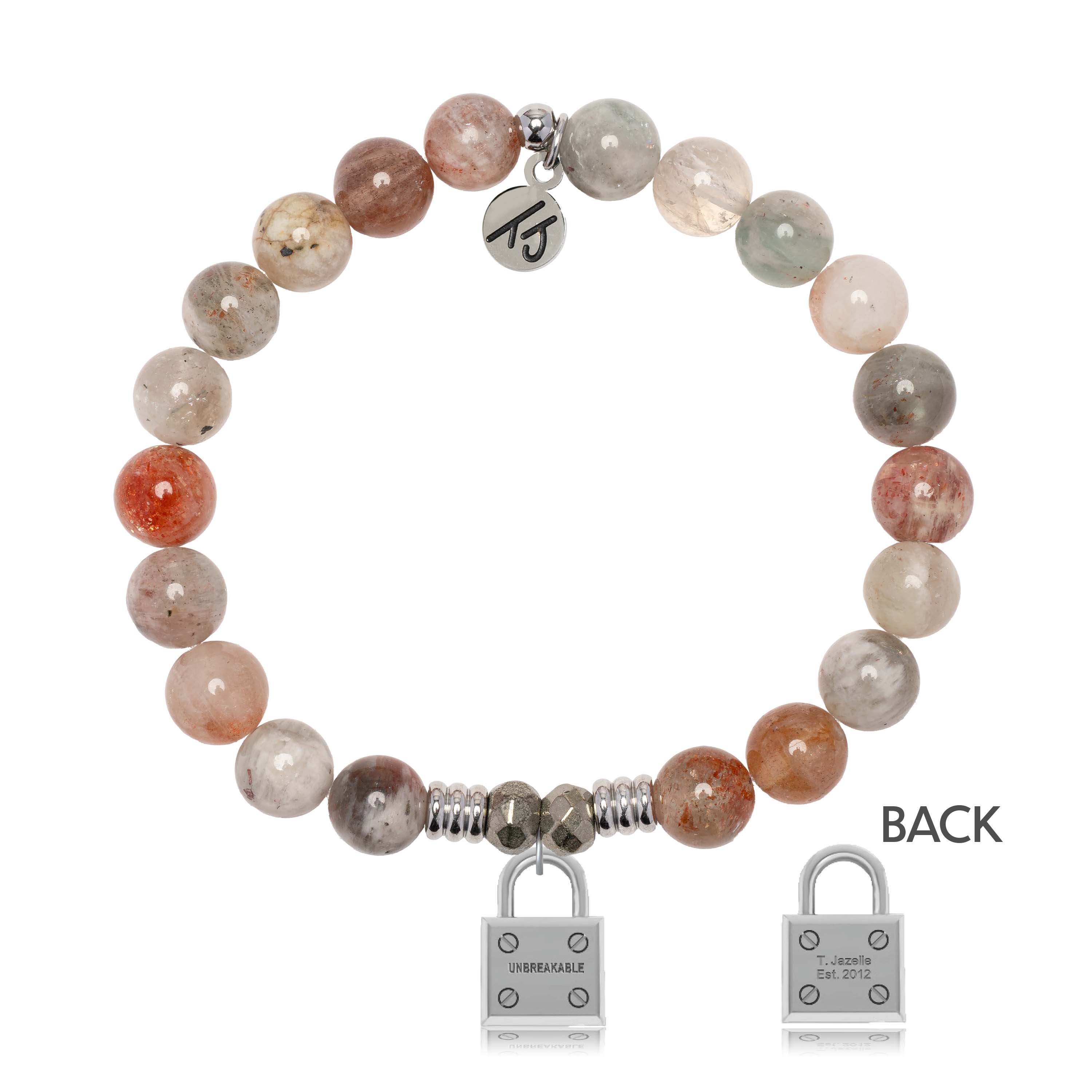 Arusha Agate Gemstone Bracelet with Unbreakable Sterling Silver Charm