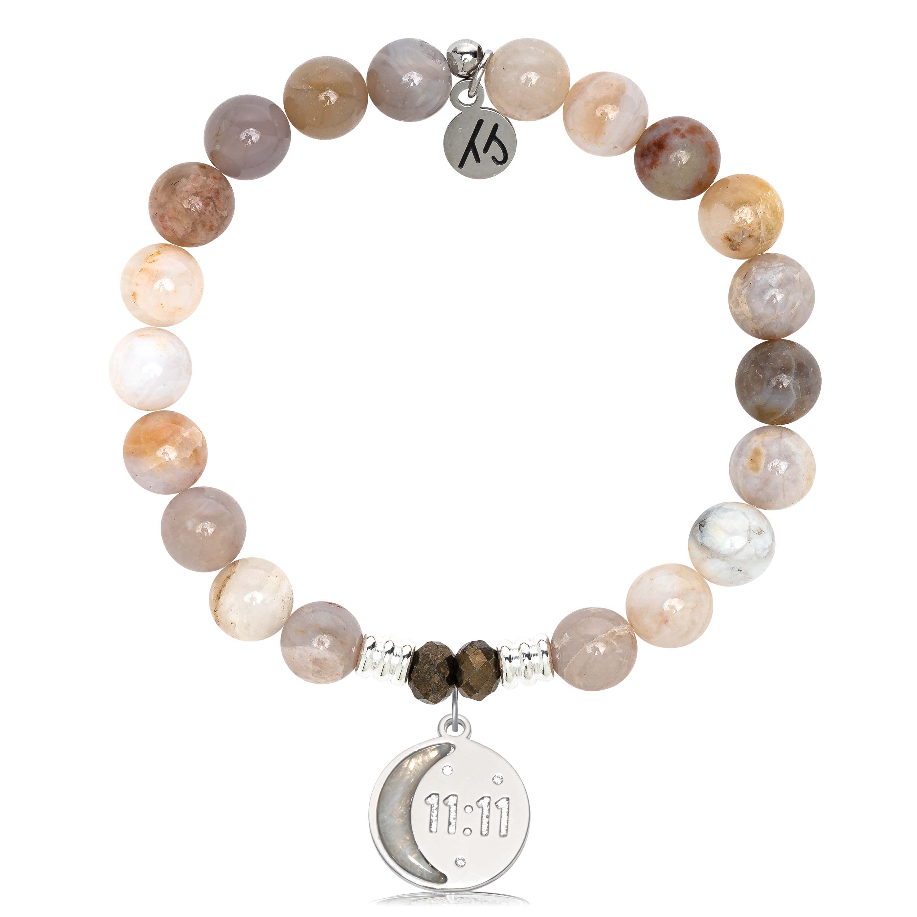 Australian Agate Gemstone Bracelet with 11:11 Sterling Silver Charm