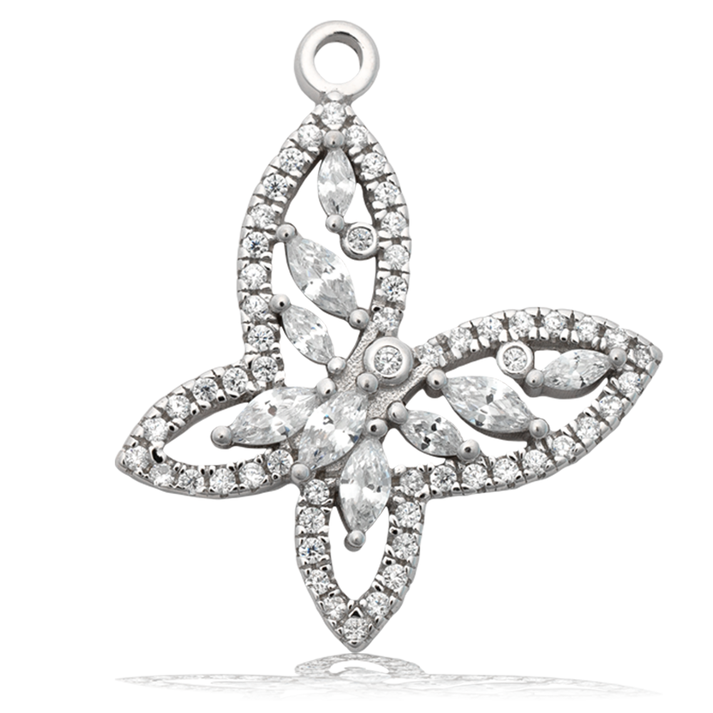 Australian Agate Gemstone Bracelet with Butterfly CZ Sterling Silver Charm