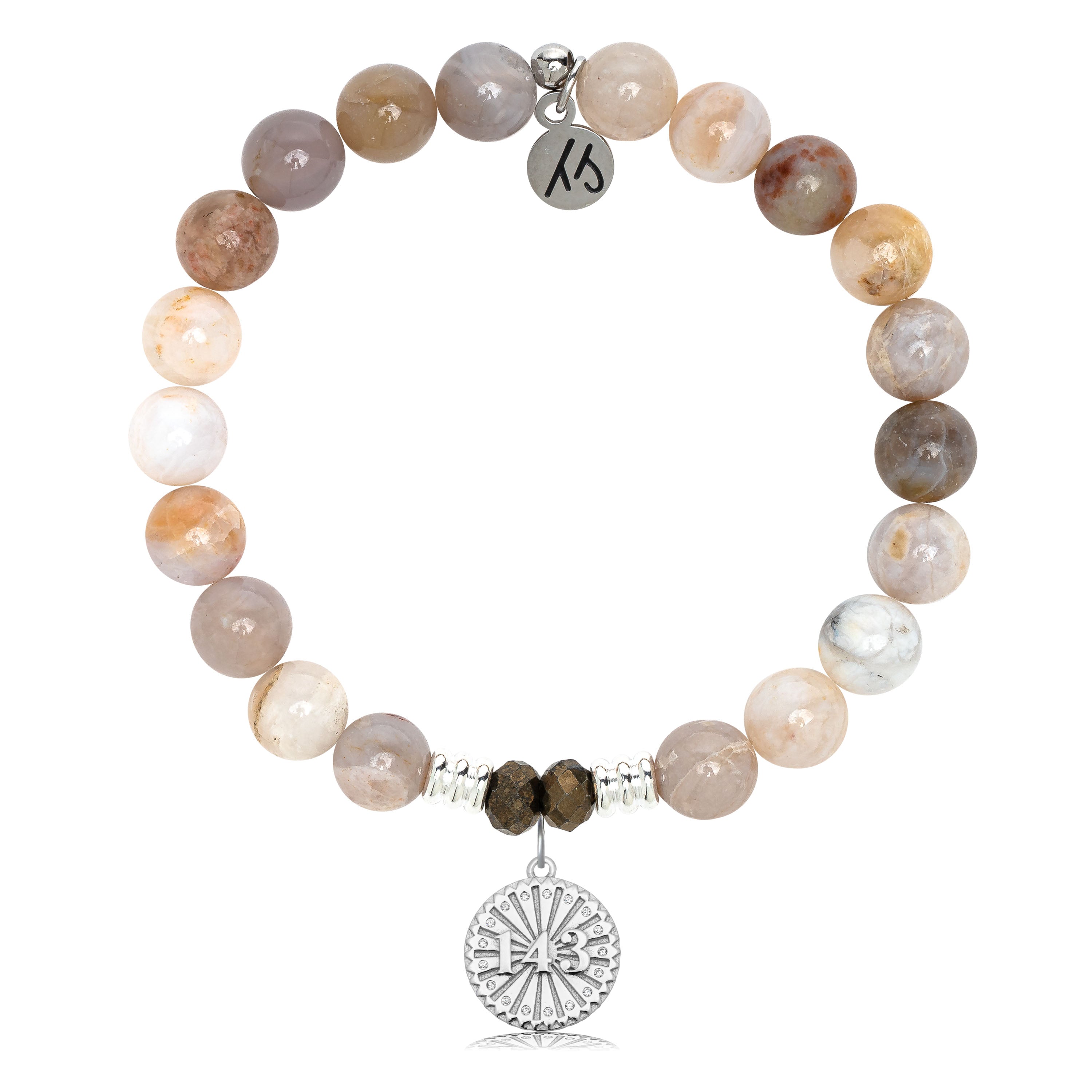 Australian Agate Gemstone Bracelet with I Love You Sterling Silver Charm