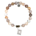 Australian Agate Gemstone Bracelet with Memories Sterling Silver Charm