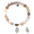 Australian Agate Gemstone Bracelet with Oyster Sterling Silver Charm