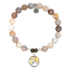 Australian Agate Gemstone Bracelet with Rising Sun Sterling Silver Charm