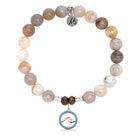 Australian Agate Gemstone Bracelet with Serenity Wave Sterling Silver Charm