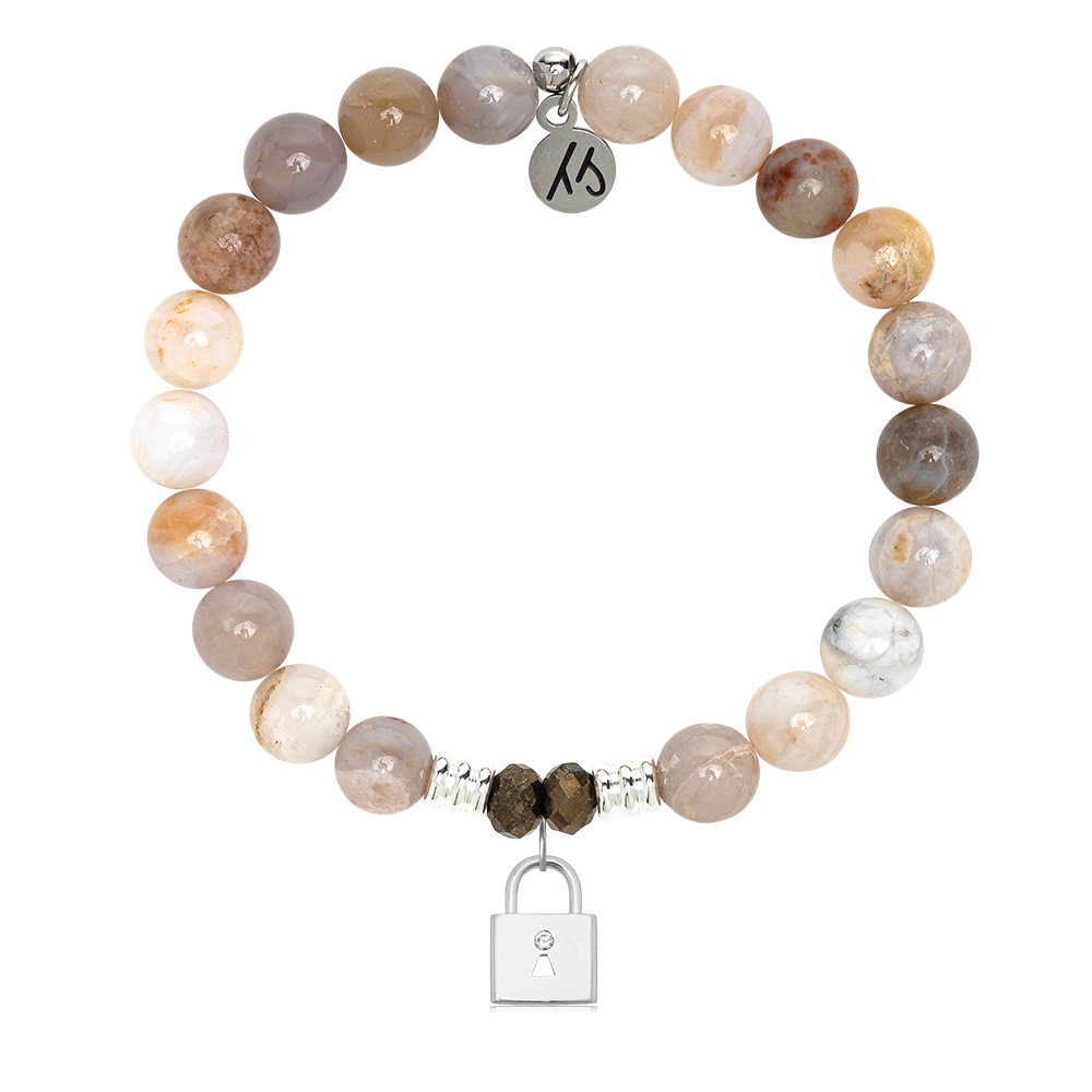 Australian Agate Gemstone Bracelet with Unbreakable Friendship Sterling Silver Charm