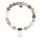 Australian Agate Gemstone Bracelet with Unbreakable Friendship Sterling Silver Charm