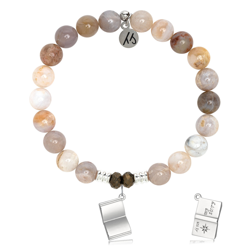 Australian Agate Gemstone Bracelet with Your Story Sterling Silver Charm
