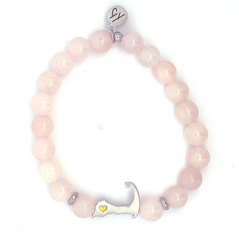 Beaded Moments Bracelet- Cape Cod Sterling Silver Charm with Rose Quartz