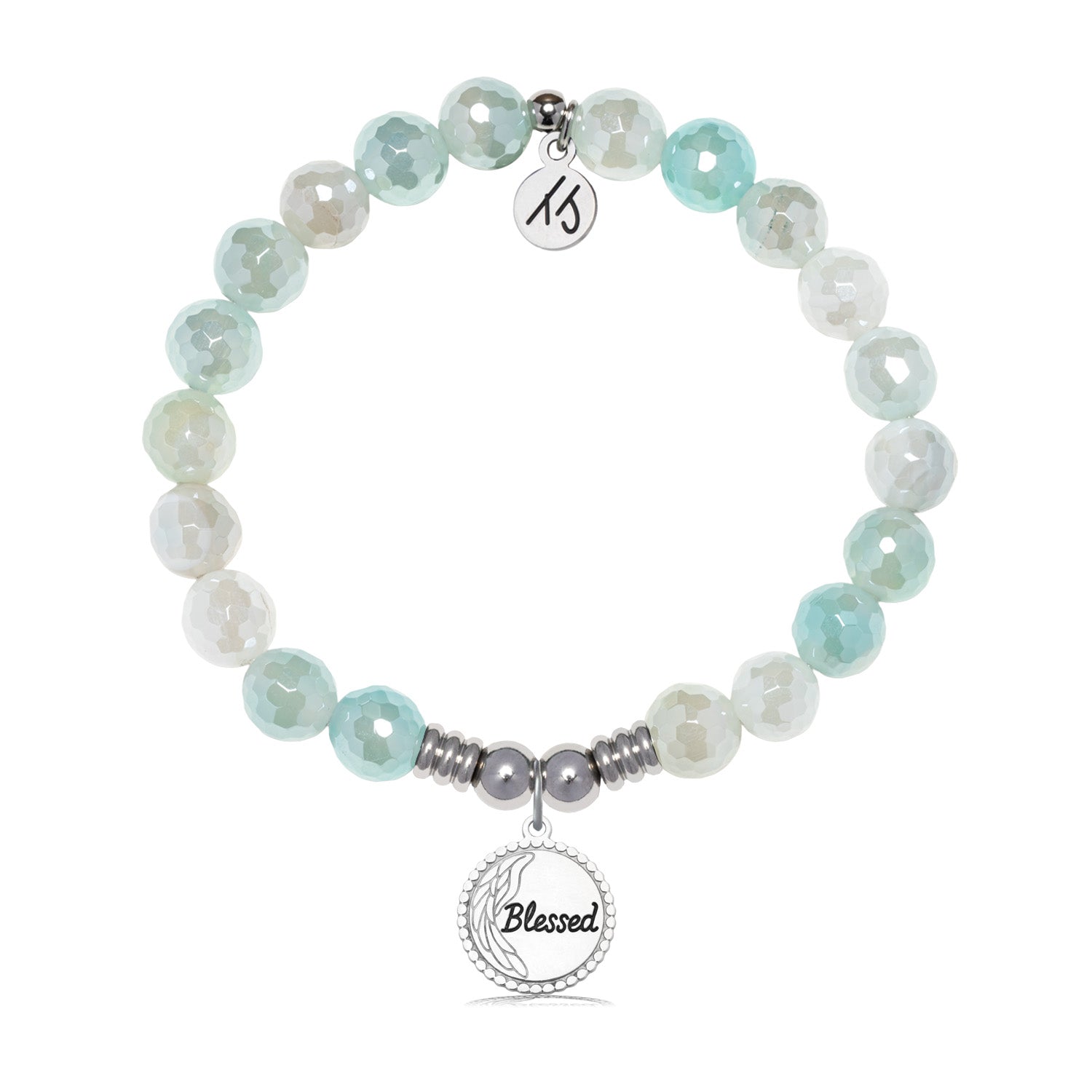 Blessed Charm with Aqua Agate Gemstone Bracelet