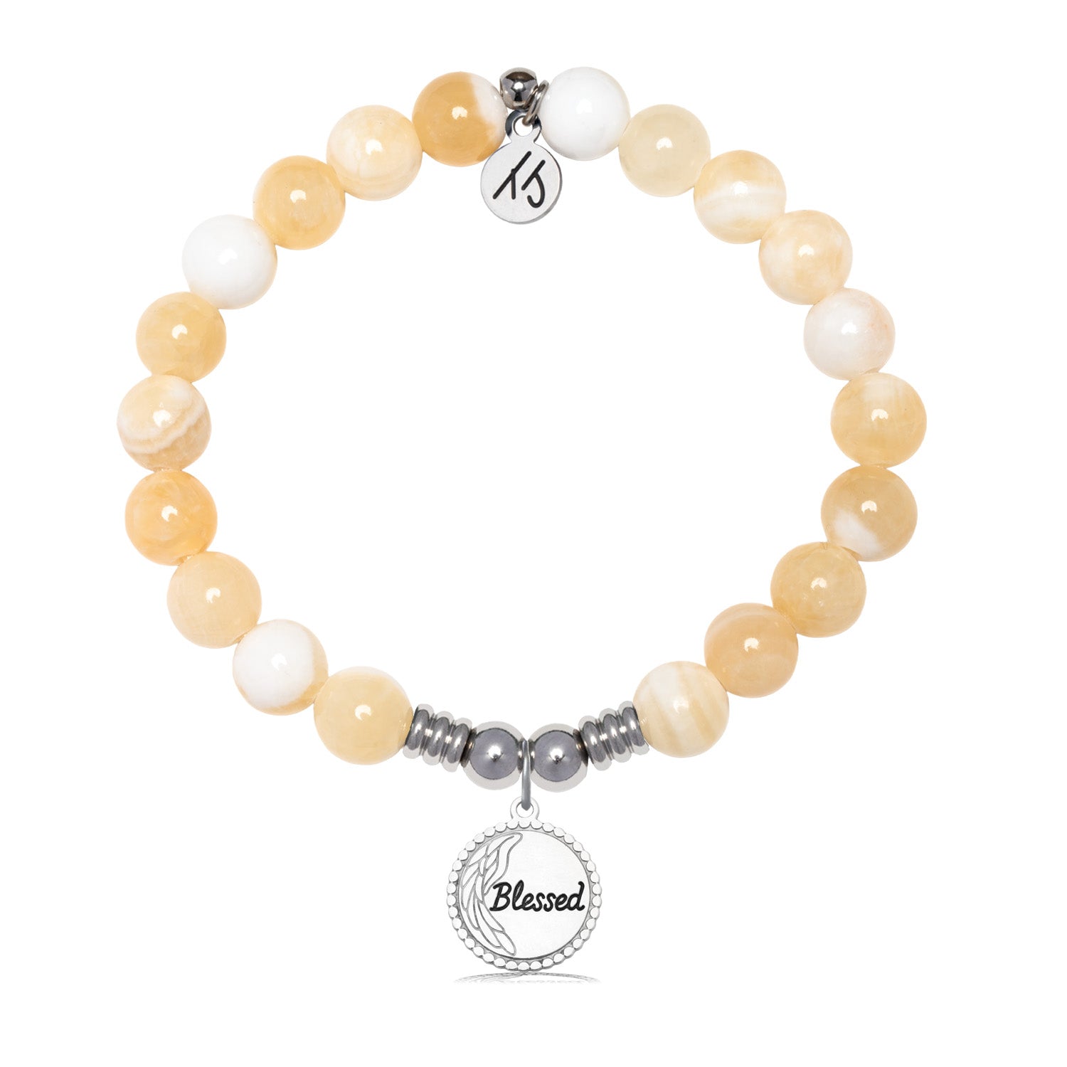 Blessed Charm with Yellow White Jade Gemstone Bracelet