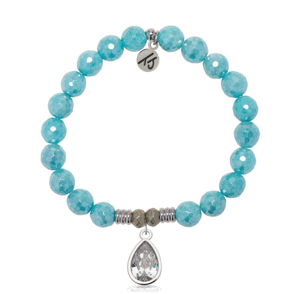 Blue Amazonite Gemstone Bracelet with Inner Beauty Sterling Silver Charm