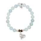 Blue Aquamarine Gemstone Bracelet with Angel Love Sterling Silver Charm
