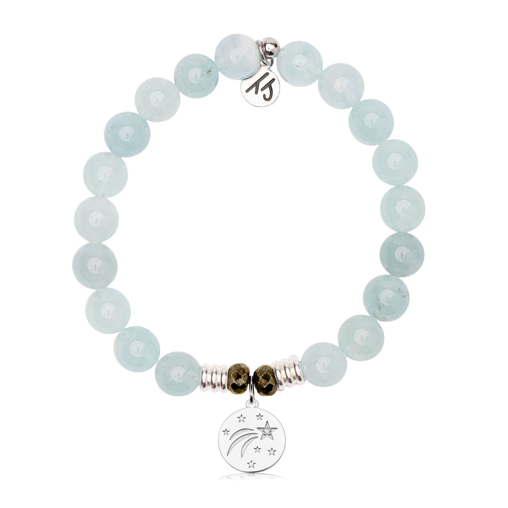 Blue Aquamarine Gemstone Bracelet with Best is Yet to Come Sterling Silver Charm